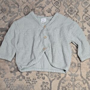 Zara Kids Green Gray Ribbed Cardigan